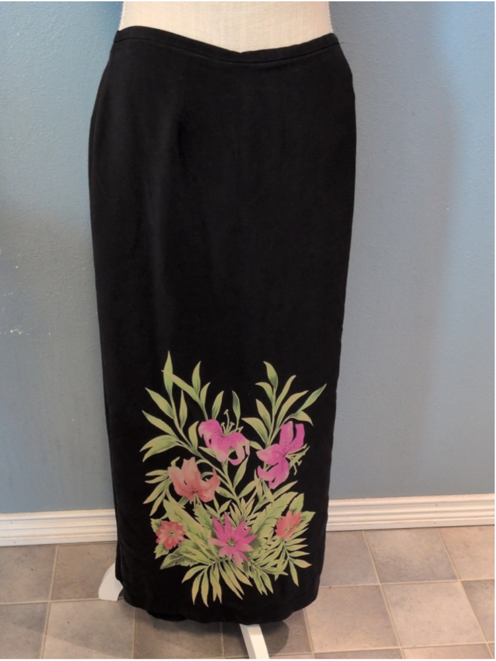 Nygard Vintage 80's 100% Silk Faux Wrap Tropical Hawaiian Floral Midi Skirt